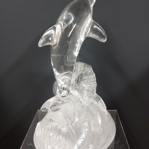 Vintage Cristal d'Arques Clear Glass Dolphin Figurine Paperweight Coastal Beachy - Picture 6 of 10